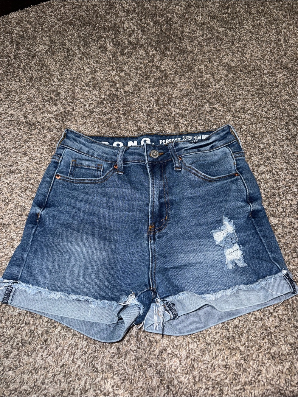 Super High Rise Denim Shorts - Dark Blue